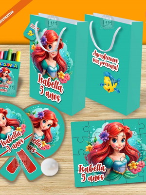 Kit completo sacolinha 02 personalizado ariel