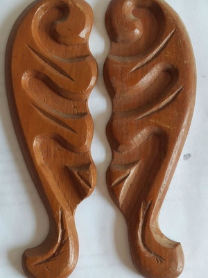 Entalhe aplique trabalhada madeira enfeite decoração 19x6 cm