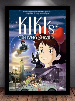 Quadro decorativo a4 o serviço de entregas da kiki com vidro