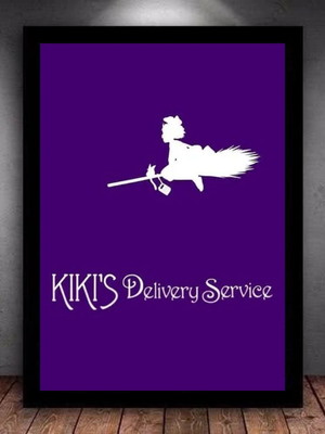 Quadro decorativo a4 o serviço de entregas da kiki com vidro