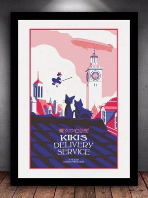 Quadro decorativo a4 o serviço de entregas da kiki com vidro