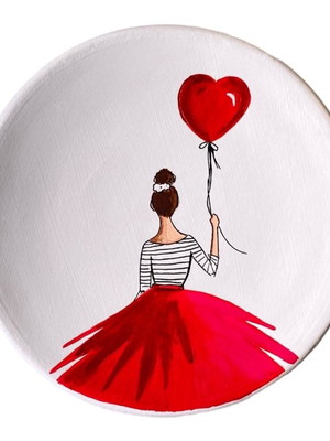 Prato decorativo um balão e um sonho com suporte para parede
