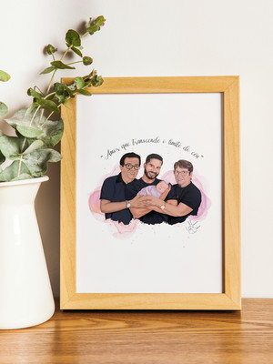 Ilustração semi-realista família