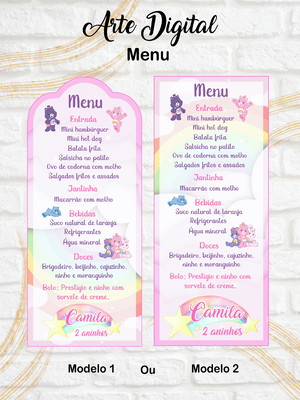 Arte digital menu cardápio ursinhos carinhosos