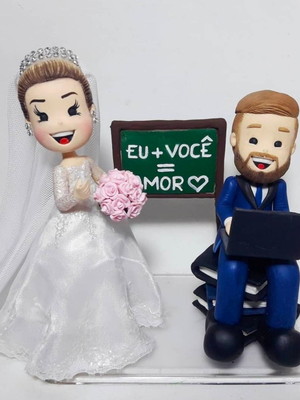 Noivinhos personalizados - topo de bolo biscuit