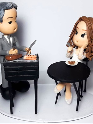 Noivinhos personalizados - topo de bolo biscuit churrasco