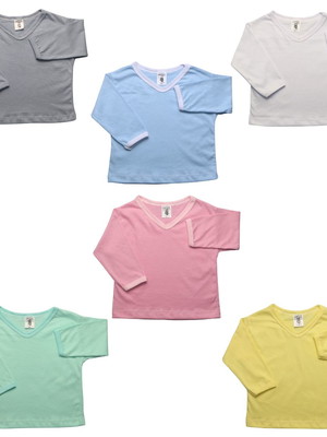 Camiseta gola v manga longa bebe lisa algodao menino menina