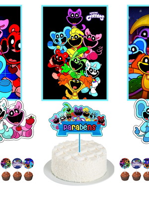 Kit festa decoração smiling critters poppy playtime 3 - p