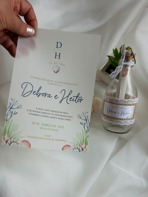 Convite de casamento na garrafa