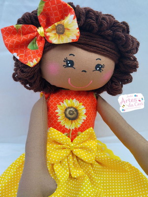 Boneca de pano negra nina pronta entrega
