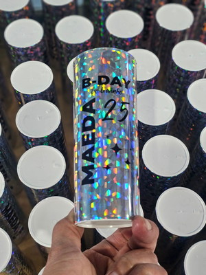Copos long drink metalizado holográfico - formatura / 15anos