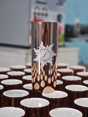 Copos long drink metalizado rose gold - 15 anos
