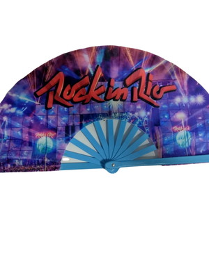 Leque gigante rock in rio personalizado que faz barulho vráá