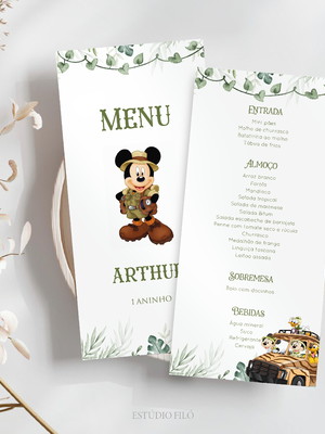 Menu aniversário mickey safari