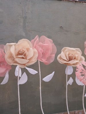 Kit 6 flores gigantes em organza