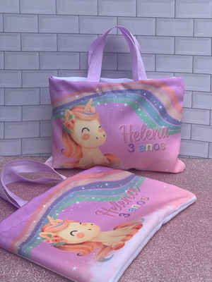 Sacolinha eco bag personalizada unicornio