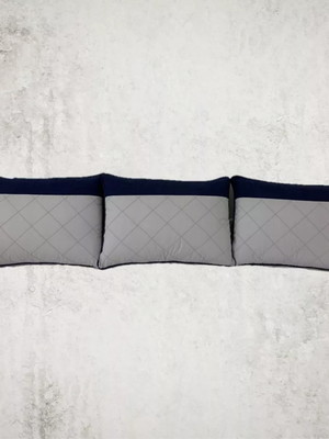 Kit 3 almofadas para cama de solteiro cinza com azul marinho