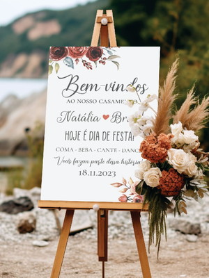 Placa bem-vindos casamento personalizada