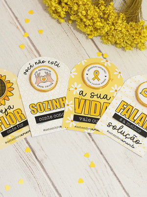 Card moeda de chocolate brinde setembro amarelo