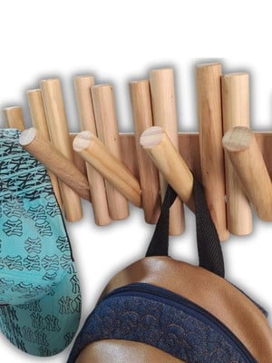 Cabideiro decorativo de madeira com 5 ganchos modelo picket