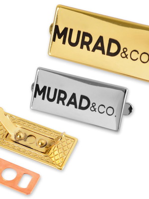 Etiqueta de metal c/ garra personalizada laser (28x11mm) 30p