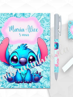 Bloquinho grande com caneta stitch personalizada