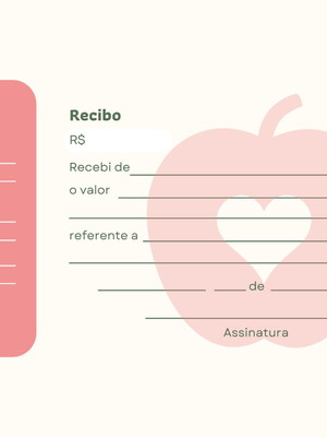 Bloco de recibo com canhoto