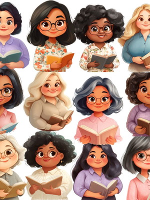 Professoras-super kit digital mascotes femininas em png 0894
