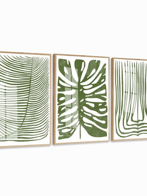 3 quadros decorativos abstrato verde claro branco molduras