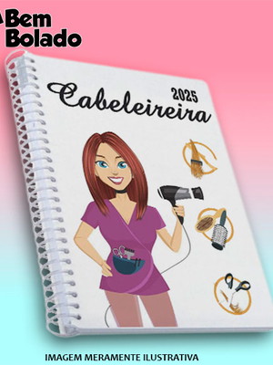 Agenda 2025 cabeleireira salão de beleza com desenhos