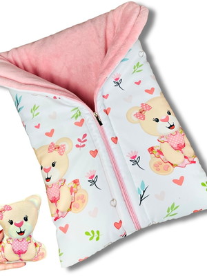 Saco de dormir bebê com zíper ursinha + almofadinha
