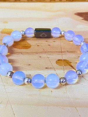 Pulseira de pedras lua com prata