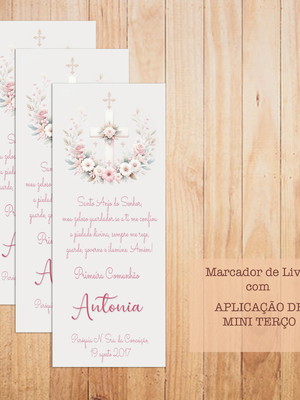 Marcador livro comunhão com mini terço