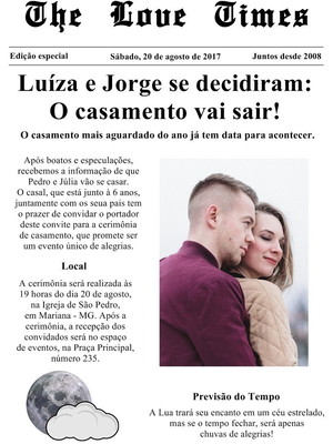 Convite de casamento jornal barato! + brinde