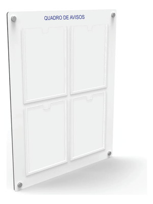 Quadro avisos mdf 4 displays acrílico a4