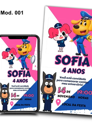 Convite digital - detetive labrador para whatsapp mod. 001
