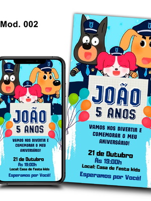 Convite digital - detetive labrador para whatsapp