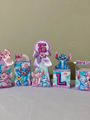 Kit 20 mimos personalizados stitch caixas kit festa