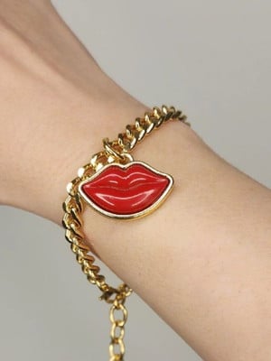 Pulseira com pingente boca semijóia