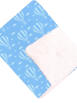 Manta com sherpa dupla face para bebê balão azul