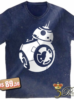 Camiseta bb8 star wars em 100% algodão premium marmorizado