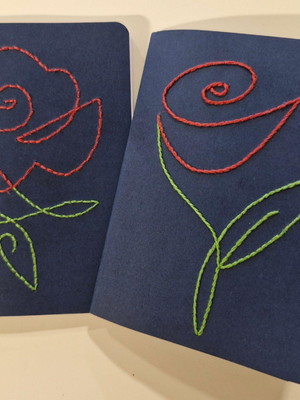 Caderno bordado a mão - rosas
