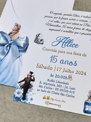 Convite 15 anos alice no país das maravilhas viena