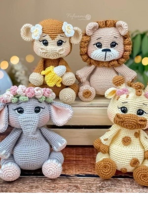 Kit bebê safari - em amigurumi