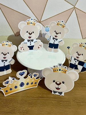 Display de mesa ursinho realeza, 6 displays ursinho realeza