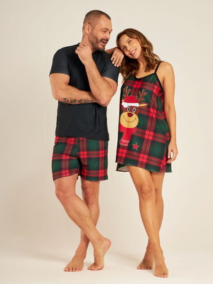 Noite de natal - pijama casal - natal rena