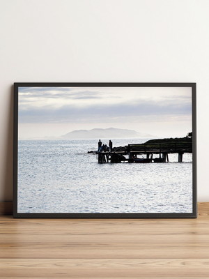 Quadro pescadores em píer de madeira 521