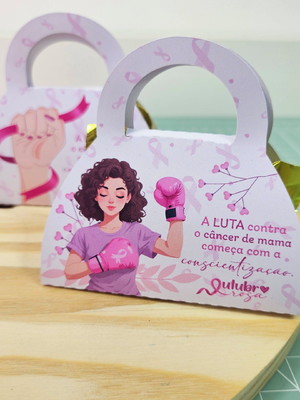 Porta bombom com bombom- outubro rosa