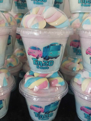 Algodão doce com marshmallow tema tayo