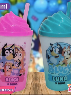 Copo chantilly jateado degradê personalizado bluey - 300 ml